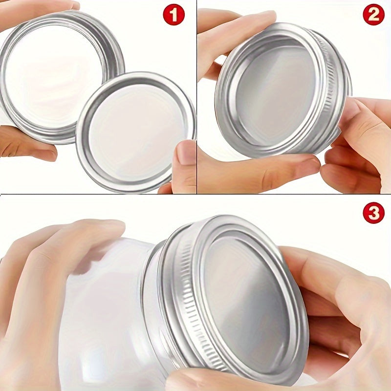 20 pieces/10 sets of can lids for both regular and wide mouth can sizes. These two-piece lids come with silicone sealing rings for leak-proof and safe storage. They are suitable for regular and wide mouth Mason jars, helping with kitchen organization and