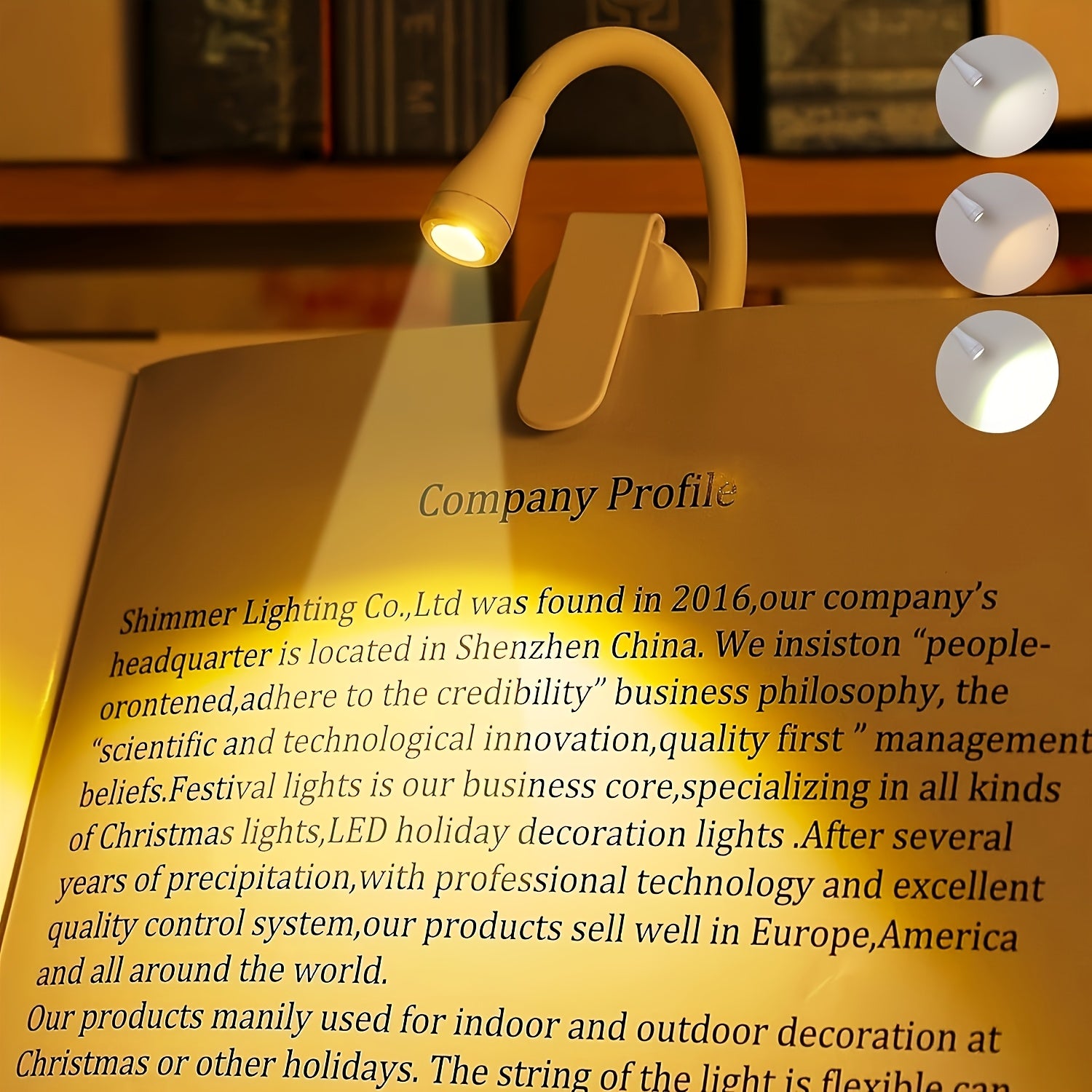 LED Clip-On Book Light with 3 Color Temperatures - USB Rechargeable, Portable Reading Lamp for Bedtime, Travel, Desk, Indoor & Outdoor Use