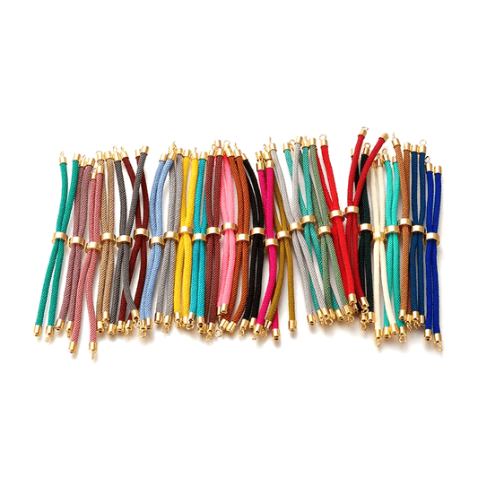 [Customer Favorite] Set of 10 Colorful Nylon Twisted Cord Bracelets with Adjustable Brass Slider - DIY Jewelry Making Kit