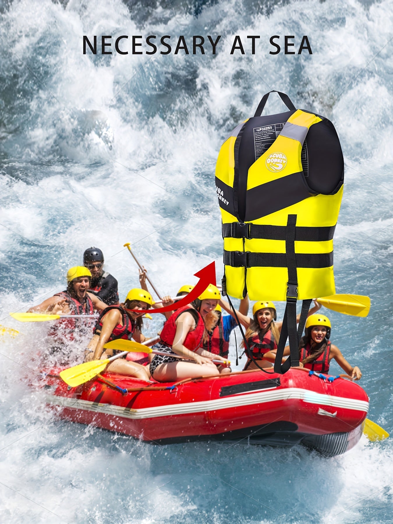 HISEA Polyester Sports V-neck Vest for Water sports with adjustable safety life jacket. Perfect for outdoor activities like kayaking, boating, swimming, and rafting.