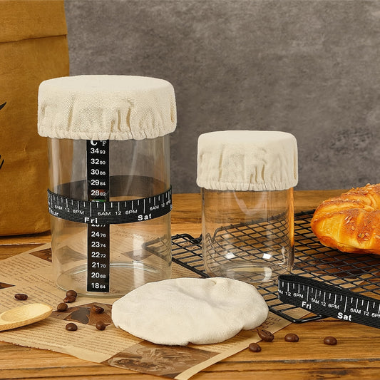 Sourdough Starter Kit includes cloth covers, temperature gauge, and date marker for 7.62-10.16cm jars.