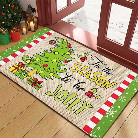 Get into the festive spirit with this Whoville Christmas floor mat! Featuring a delightful Christmas tree design with a green edge snowflake decoration, this non-slip mat is perfect for adding a touch of holiday cheer to your home or outdoor space. Ideal