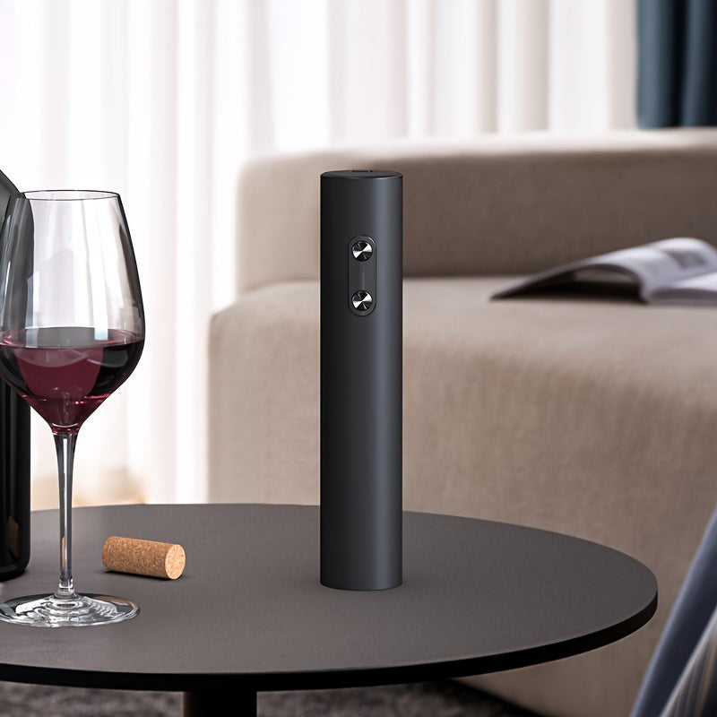 Sleek Black Electric Wine Opener - Effortlessly Open Bottles with Automatic Corkscrew, Perfect for Home Bars & Parties. Great Gift for Wine Lovers - Made of Durable ABS Material, Battery Operated (4 AA Batteries Not Included)