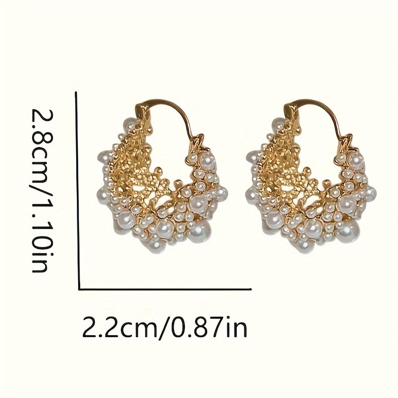 Elegant French-style U-shaped hoop earrings featuring faux pearls and beads, with a delicate hollow-out design ideal for women. A must-have accessory for vacations and parties.