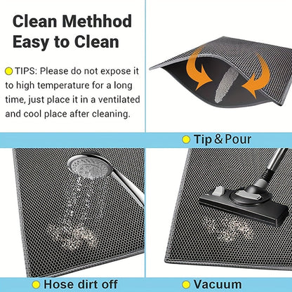 1 Double Layer Cat Litter Mat, Washable EVA Anti-Splashing Trapping Pad for Cleaner Floors - Gray, Cat Litter Catcher