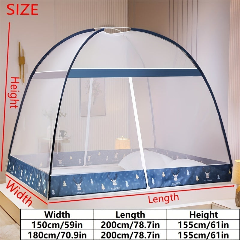 1pc Pop-Up Mongolian Yurt Mosquito Net: Quick setup, 360° all-round protection, large space cartoon tent bed canopy, summer bedroom bedding home fashion decor, dust-proof cover.