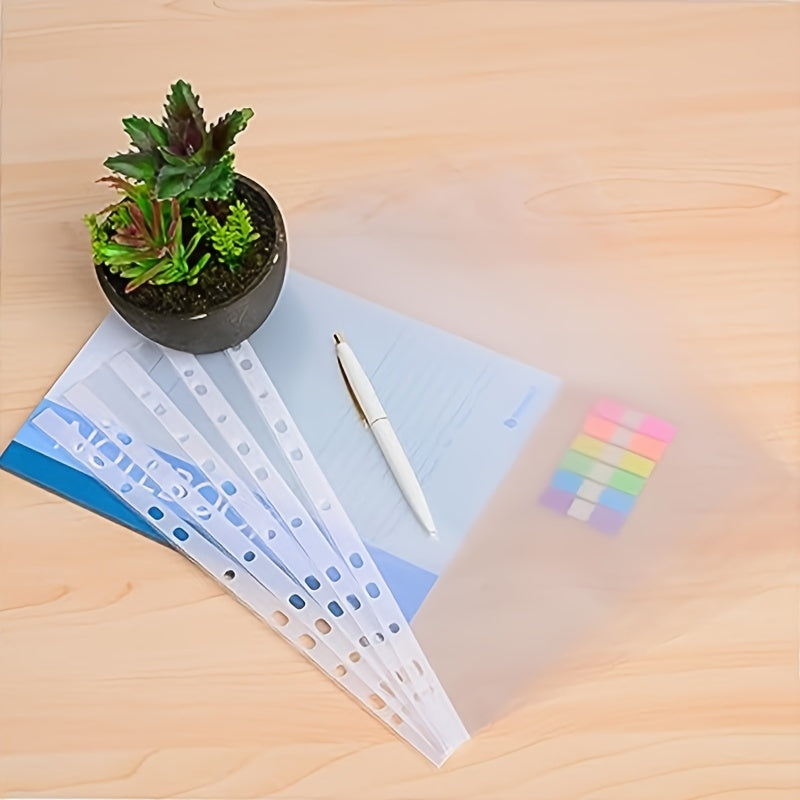 100pcs A4 Transparent Document Organizer - Portable office file folder made of durable PP material with binder clips.