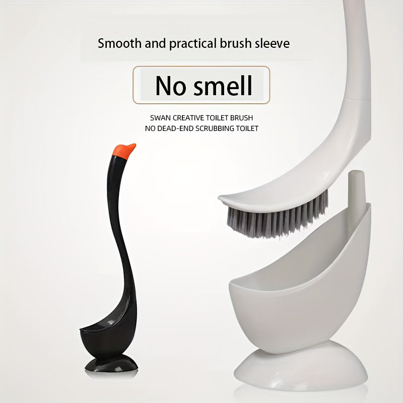 New Swan-Shaped Toilet Brush with Non-Scratch Plastic, Long Handle for Multi-Functional Use, Requires No Electricity, Perfect for Cleaning Bathroom Corners.