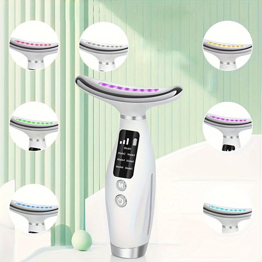 Sunhill 7-in-1 Beauty Neck & Face Massager - USB Rechargeable, with Heating & Vibration, Ideal for Skincare - Great Gift for Women