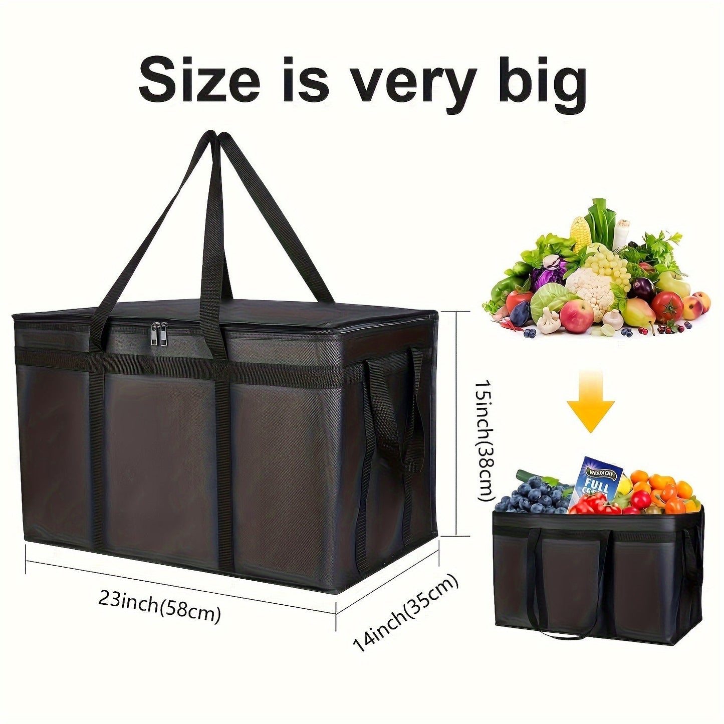 Insulated Food Delivery Bag with Extra Large Capacity - Strong Thermal Pizza Carrier, Made of High-Quality Non-Woven Fabric, Retains Heat to Keep Food Hot and Fresh, Perfect for Catering Services and DoorDash Deliveries.