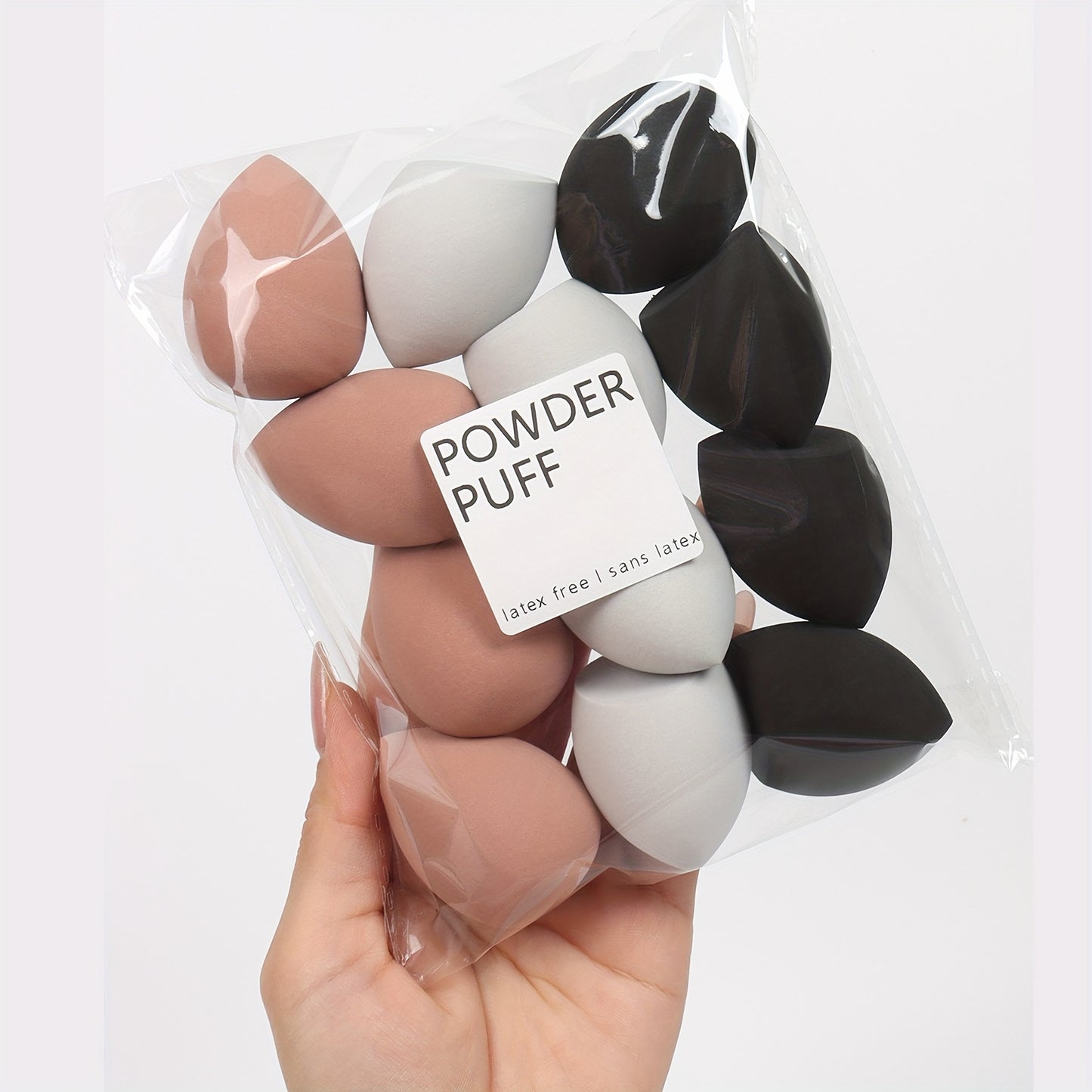 Medium size makeup sponge available in 3, 6, or 12 pieces. Random colors and shapes. Can be used with bb cream, liquid foundation, concealer, blush, etc. Expands when wet. Latex-free.