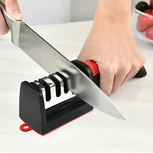 New Household Knife Sharpener Kitchen Accessories: Hangable Four-section Knife Sharpener for Multi-functional Hand-held Quick Knife Sharpener in the Kitchen