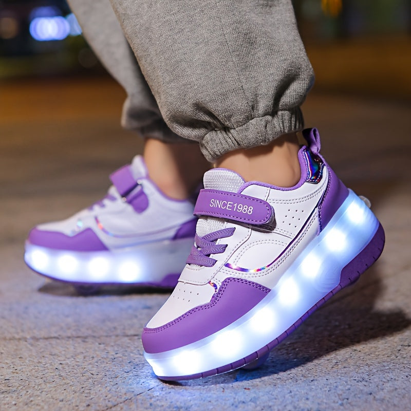 Stylish LED light-up shoes for outdoor activities, USB rechargeable, durable and breathable, perfect for all seasons.