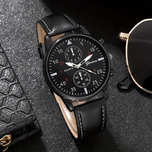 Set of 3 pieces including a men's quartz watch, wallet, and glasses