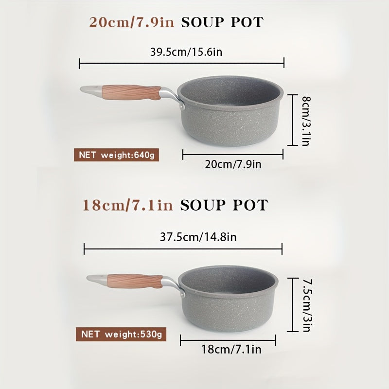 Versatile Cookware: Premium Aluminum Soup & Milk Pot with Thick Tempered Glass Lid - Non-Stick, Easy to Clean - Ideal for Omelets, Soups, Noodles