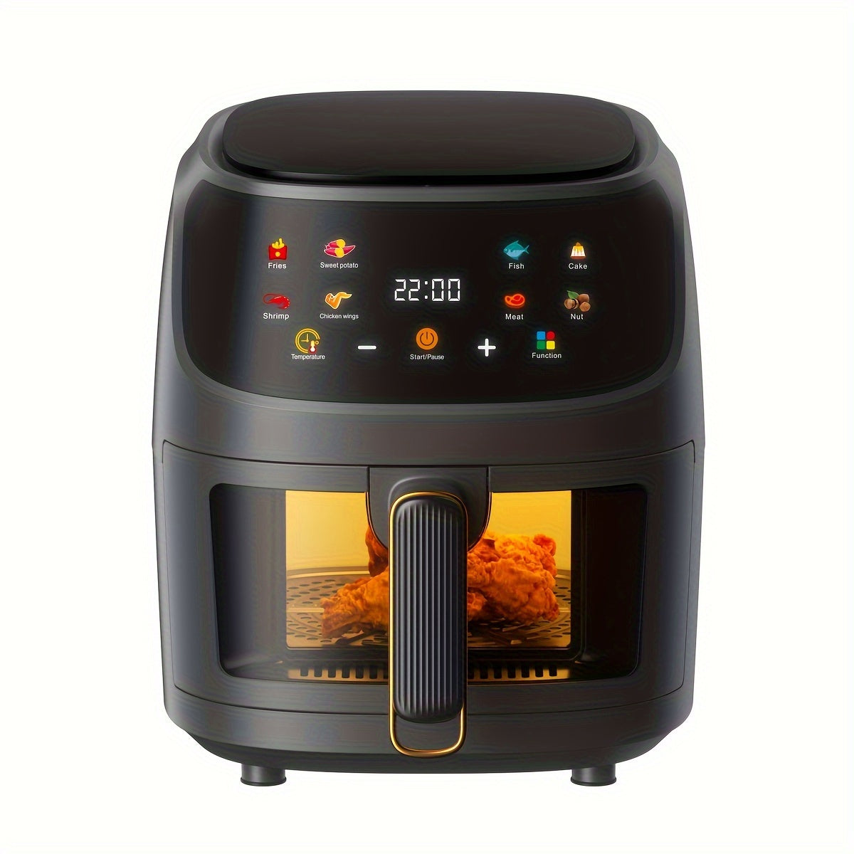 Large capacity 6L air fryer with smart cooking programs, touch control, and multifunctional electric oven for healthy cooking. 220V.