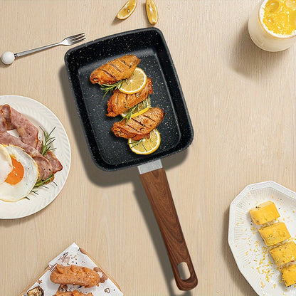 Get your hands on a 1-piece Tamagoyaki Pot featuring a non-stick coating and a wooden handle. This kitchen essential is the perfect companion for cooking up delicious breakfast omelets, scrambled eggs, and more. Make perfect meals every day, whether it's