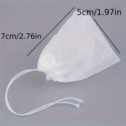 200 pieces of disposable tea bags, made of non-woven fabric and featuring a convenient drawstring closure, perfect for steeping loose leaf tea and spice sachets.