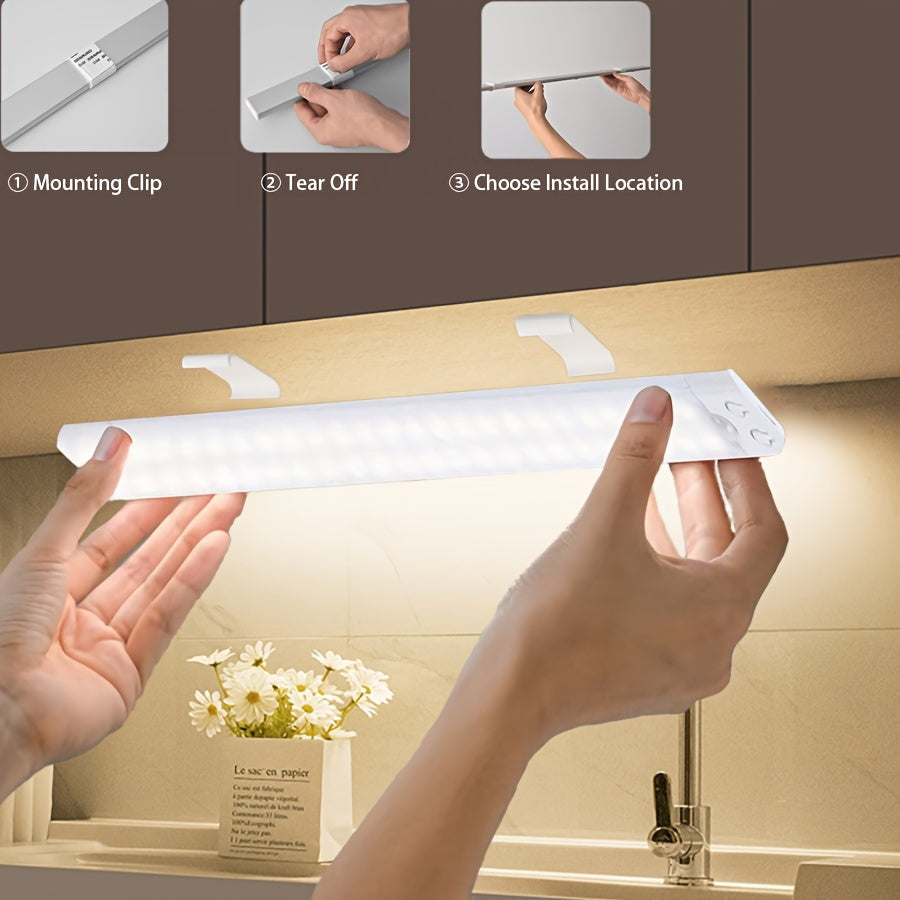 Rechargeable LED motion sensor wall light with adjustable lighting, button control, and infrared sensing. Great for cupboards, closets, and stairways.