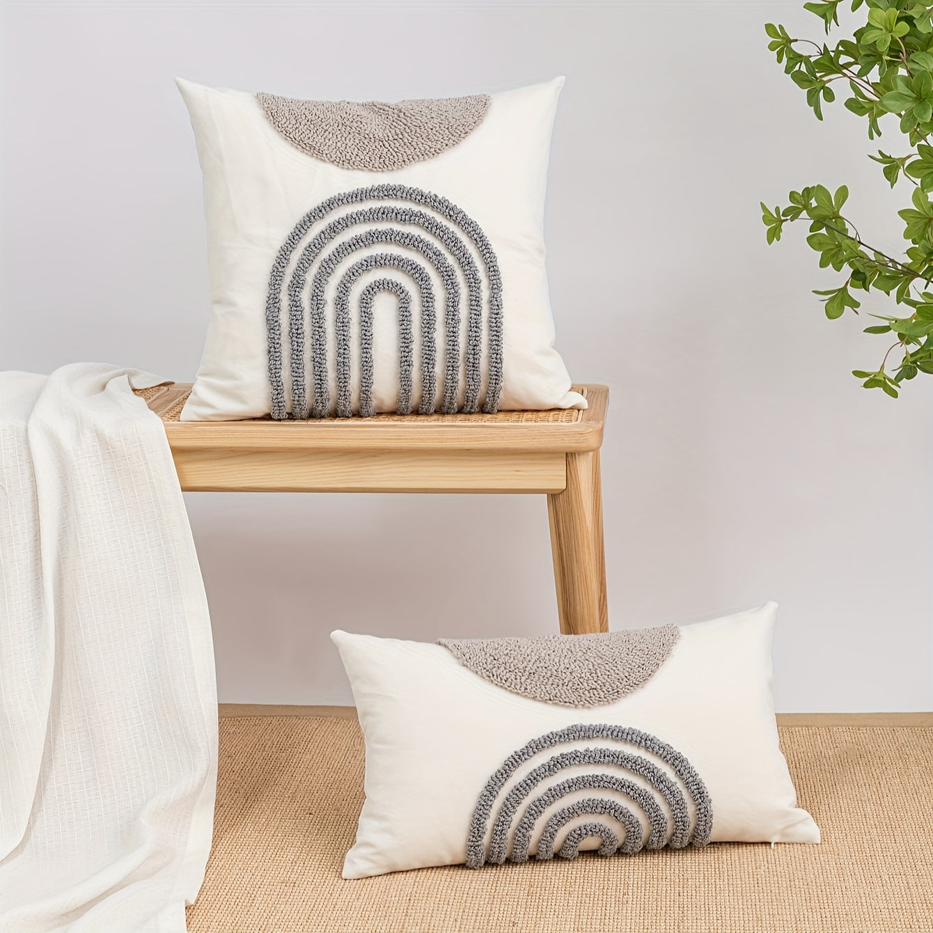 1pc Geometric Semicircular Throw Pillow Covers for Nordic Modern Home Decor in multiple rooms and car.