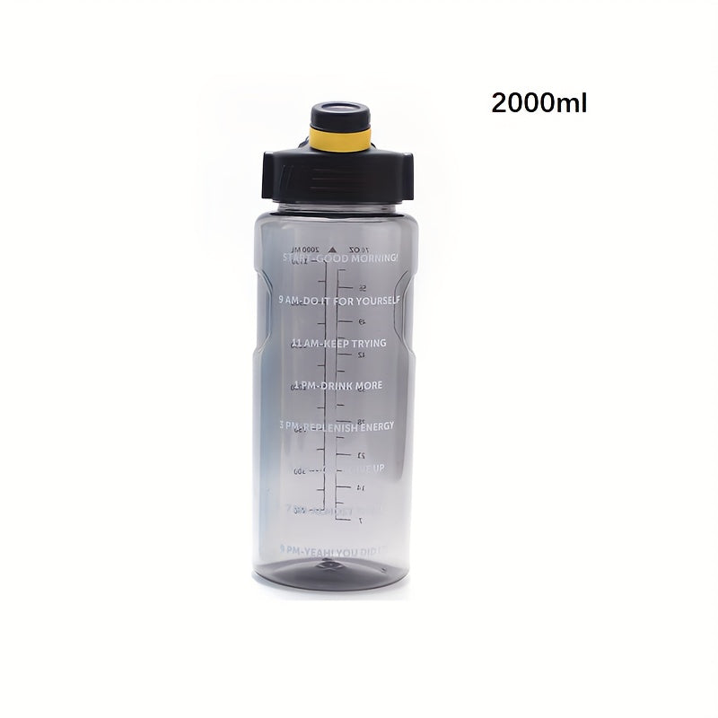 Large clear plastic water bottle with motivational sports design for various activities - camping, hiking, fitness, and home use. Makes a perfect birthday gift. Available in 1100ml, 1500ml, 2000ml, and 3000ml sizes.