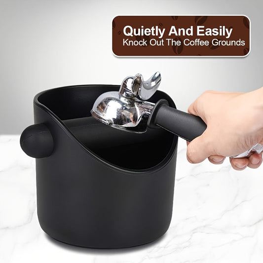 Black ABS Coffee Knock Box with Detachable Hammer - Non-Slip Base, Perfect for Home Baristas. No Electricity Needed. Perfect for Espresso Grounds.