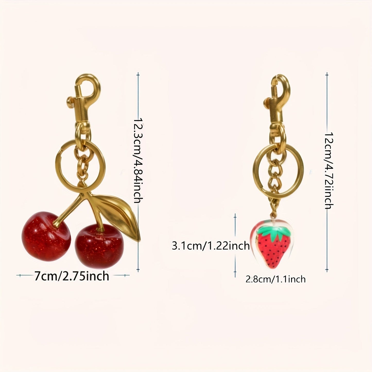 Add a touch of sparkle to your handbag with the TASAHNI Sparkling Cherry Keychain Charm. This stylish resin and metal fashion accessory features a lobster clasp for easy attachment. Perfect as a decorative women's key ring, this single piece is ideal for