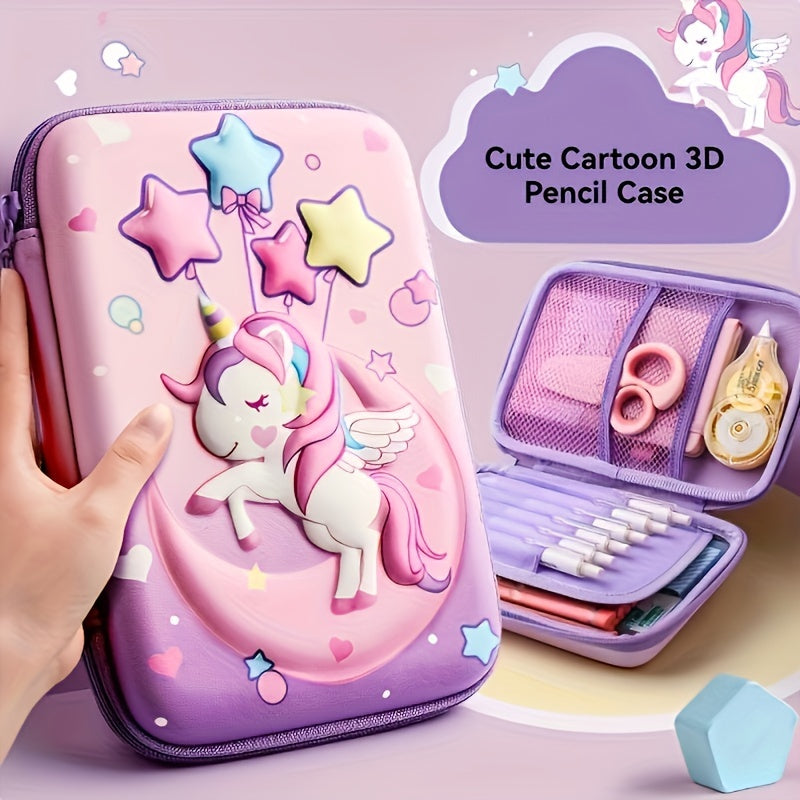 Cute Cartoon 3D Pencil Case: Waterproof, Large Capacity, Multi-Layered Organizer