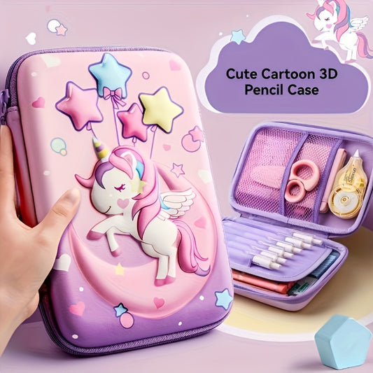 Cute Cartoon 3D Pencil Case: Waterproof, Large Capacity, Multi-Layered Organizer