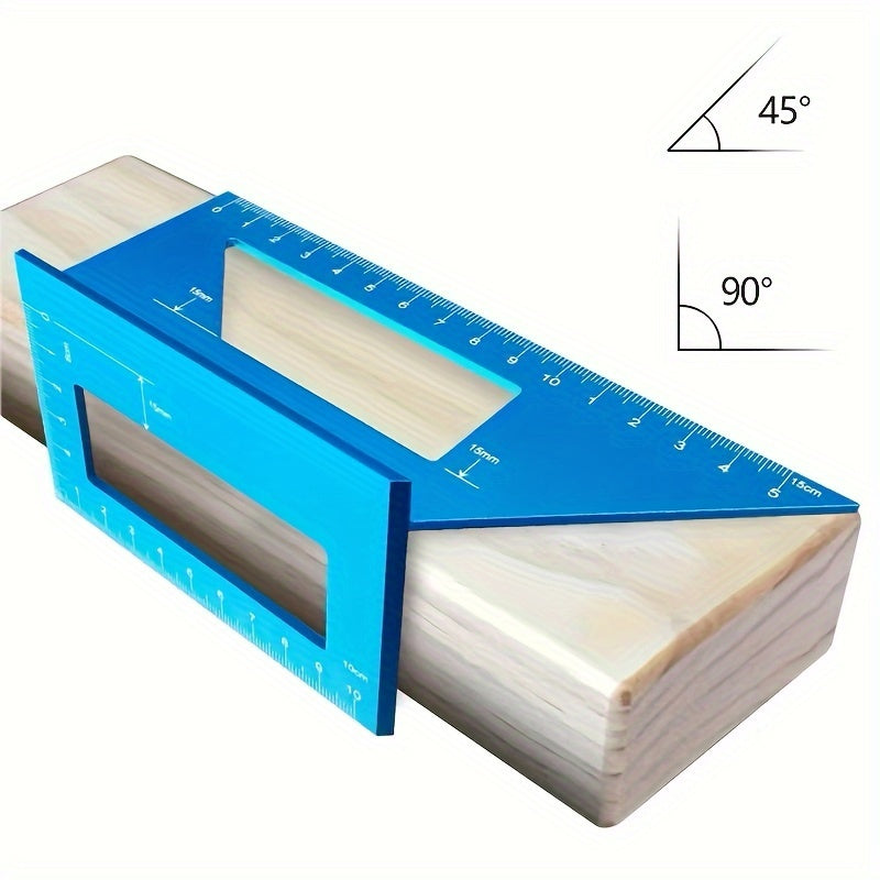 Durable Precision Aluminum Square Ruler for Woodworking - 45°/90° Multi-Angle Measuring Tool