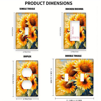 Sunflower diamond art light switch cover; no batteries required; fits standard single and double outlets in kitchen, bathroom, living room.