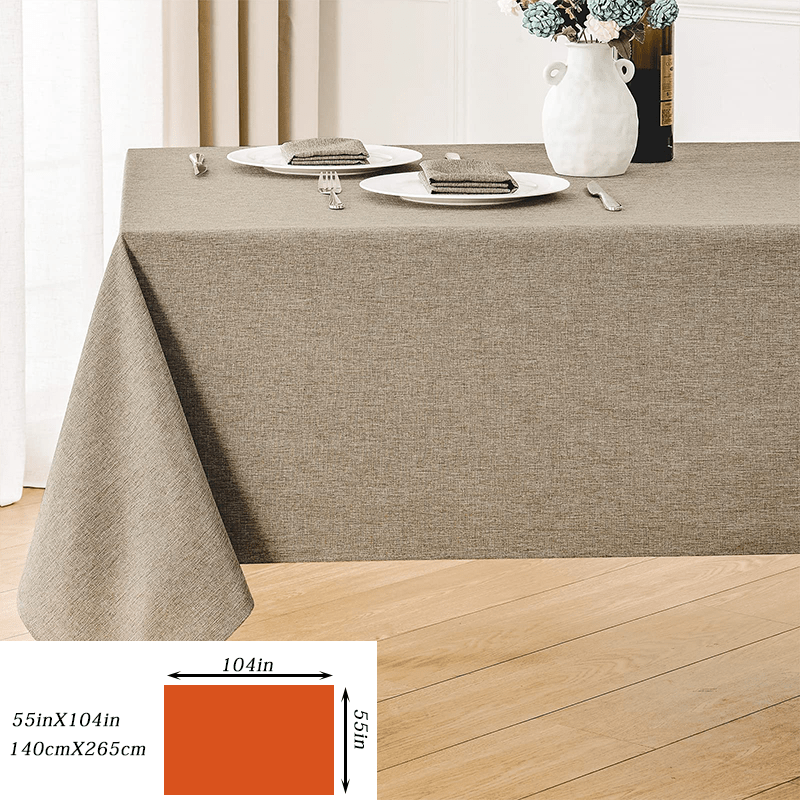 Polyester tablecloth with modern design, ideal for dining room décor.