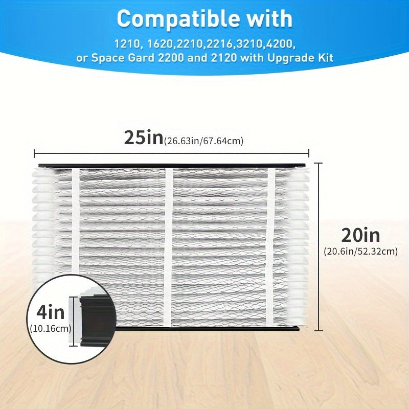 Upgrade your air purifier with the AprilAire Compatible Air Filter 213. This MERV-13 filter measures 50.8x63.5x10.16 cm and comes with Upgrade Kit 1213 included. It fits models 1210, 1620, 2120, 2200, 2210, 2216, 3210, 4200, and Space-Gard 2200. This