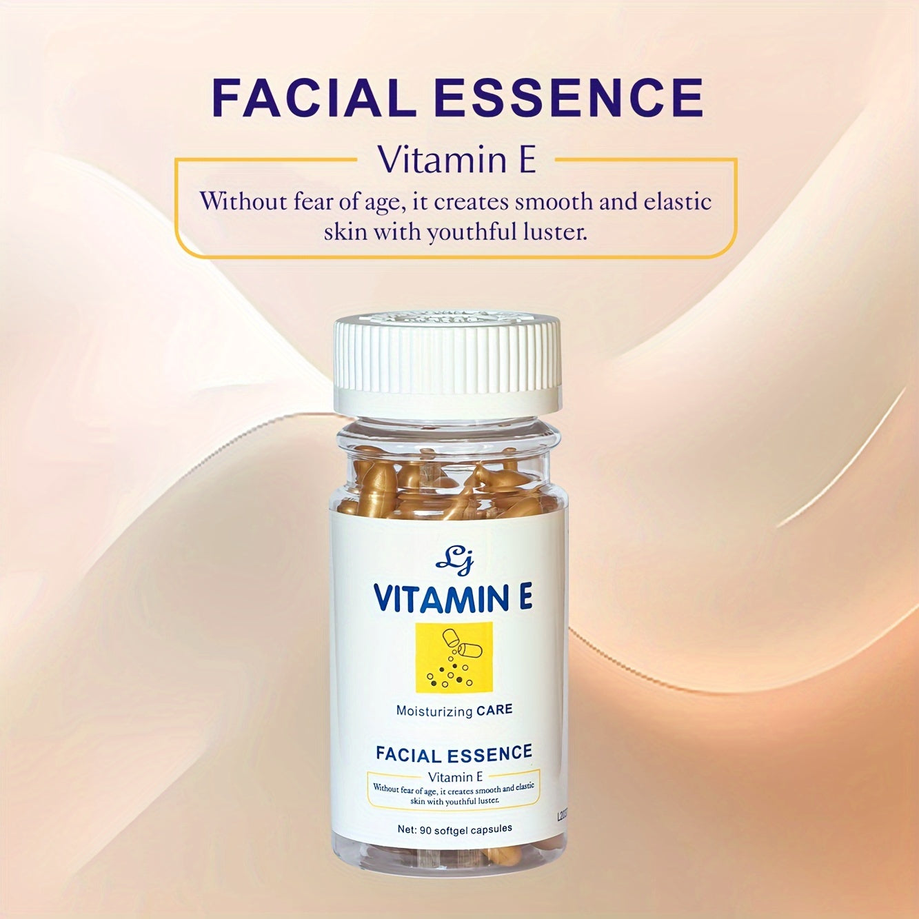 90 capsules of Vitamin E face serum, suitable for all skin types, provide gentle moisturizing, lifting, firming, and softening effects.