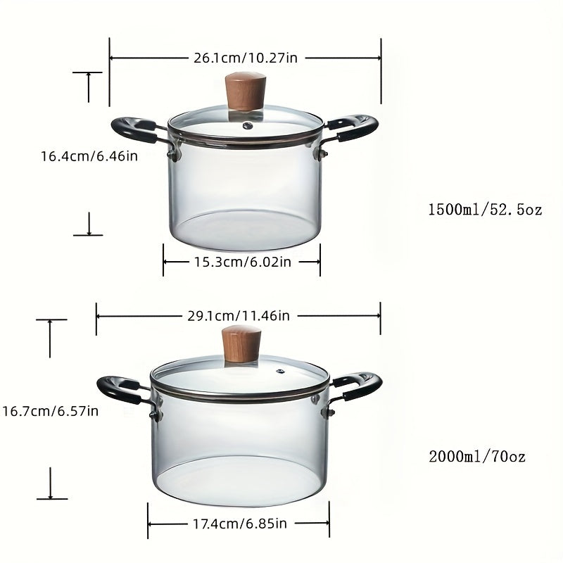 Glass steamer pot with a high capacity and two handles - see-through design, perfect for use in both home kitchens and restaurants.