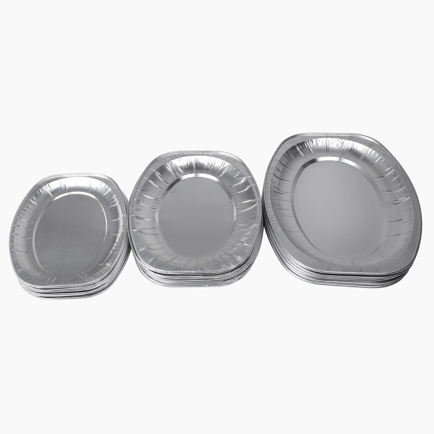 Pack of 10 aluminum foil pans for baking, disposable trays in an oval shape for heating, storage, and outdoor grilling - No electricity required