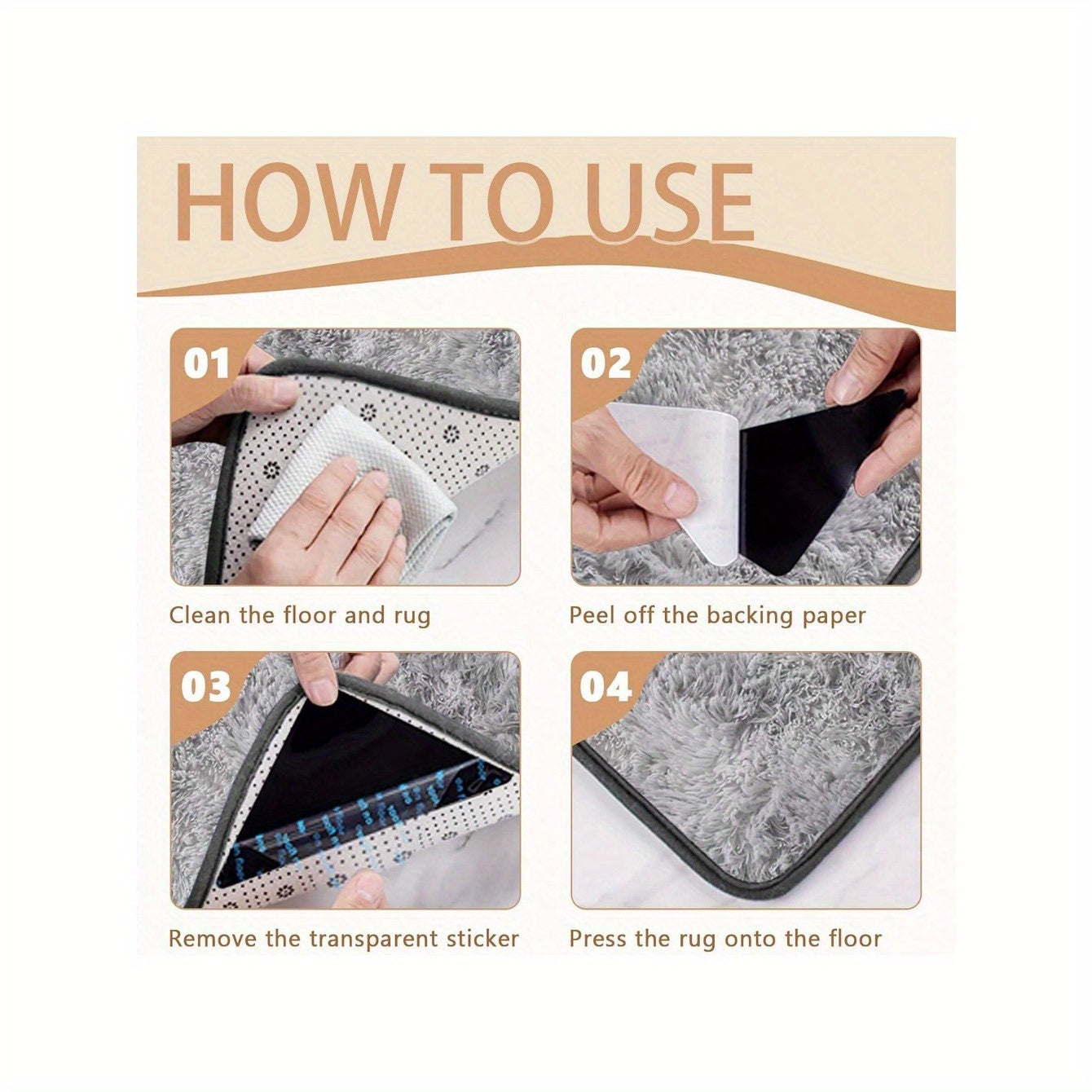 Modern Home Decor: Waterproof Polystyrene Floor Mat with Strong Adhesive and Non-Slip Fixing Stickers for Entryway and Room Safety. Available in All Sizes, Traceless Design.