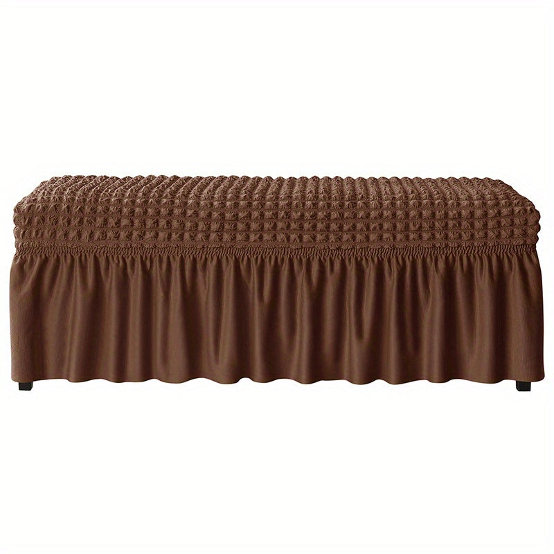 Long dining bench cover for living room or kitchen, featuring stretch, removable, and washable design.