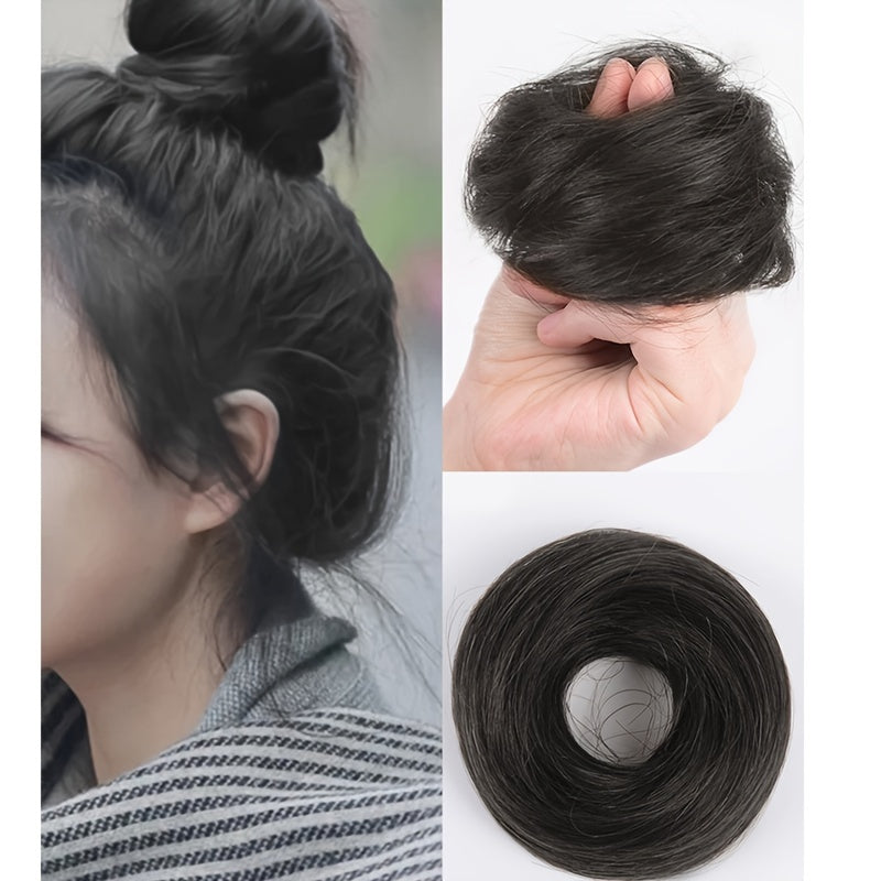 Stylish synthetic hair bun ponytail extension for women, great for both parties and casual wear.