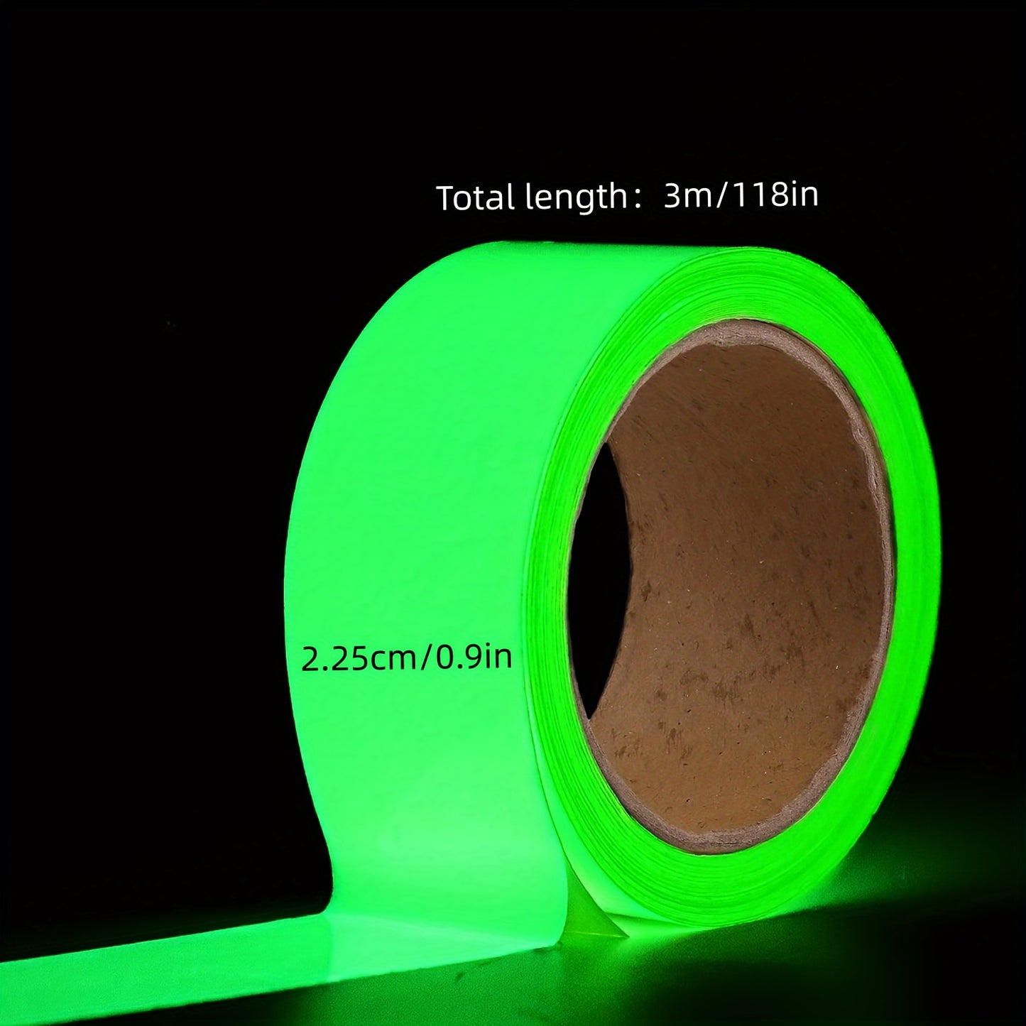 SWRT Glow-in-the-Dark Tape: 8-hour brightness, strong adhesive, waterproof for nighttime decor, stairs, walls, exit signs.