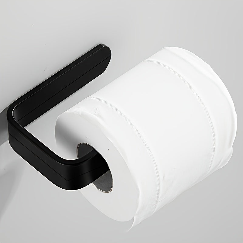 Simple to install self-adhesive toilet paper holder requires no drilling. Made of durable plastic, this dispenser helps organize your bathroom.