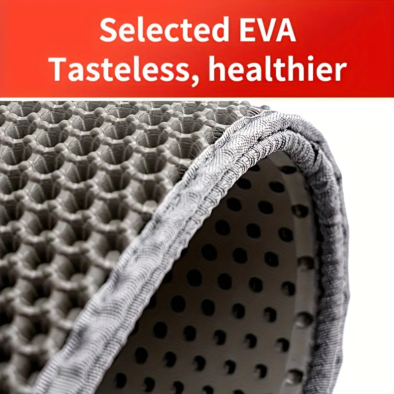 EVA Double Layer Cat Litter Mat with Honeycomb Design, Non-Slip and Washable, Traps Litter and Waste for Cats and Dogs.