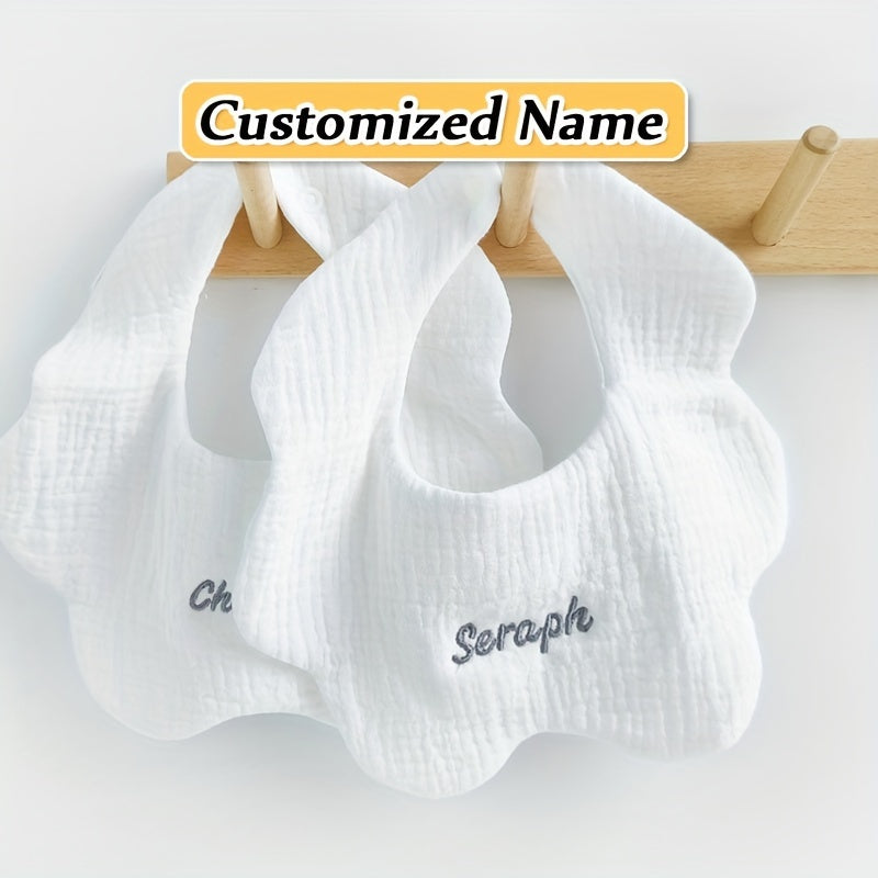 Set of 4 Soft Gauze Children's Bibs with Custom Name Option - Exceptionally Absorbent, Breathable, and Premium Quality - Ideal Gift for Kids' Birthdays, Christmas, and Halloween