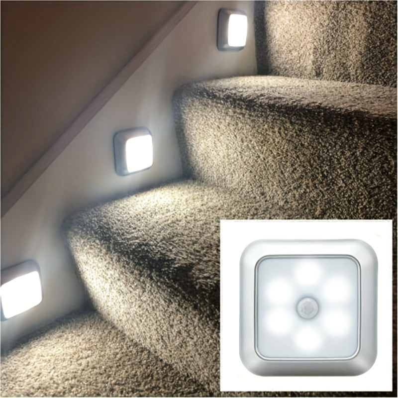 Motion sensor night light with 6 LED bulbs for indoor decoration, perfect for closets, cabinets, staircases, and bedrooms.