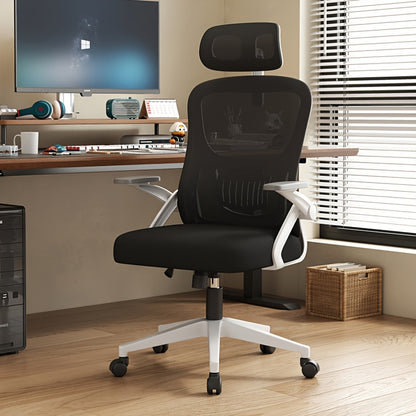 Ergonomic computer chair with high back, 3D armrest, breathable mesh, adjustable lumbar support, easy to clean, suitable for home and office use.