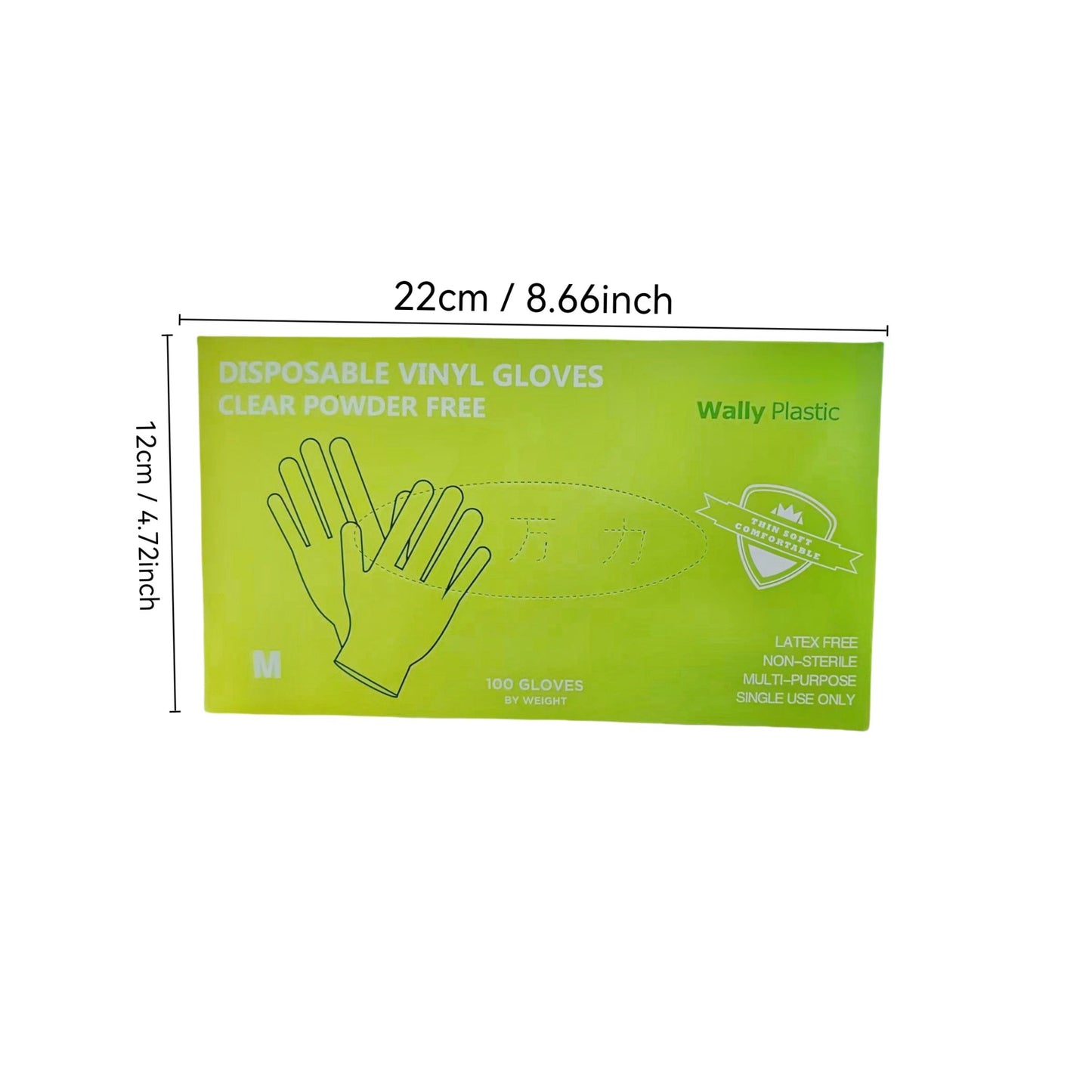 Pack of 100 PVC disposable gloves, can be used on either hand, free of lead and BPA, waterproof and resistant to water with great flexibility. Perfect for handling food, cleaning, beauty salons, and home use.