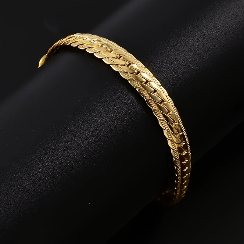 Gold-plated 5mm copper bracelet for hip hop fashion.