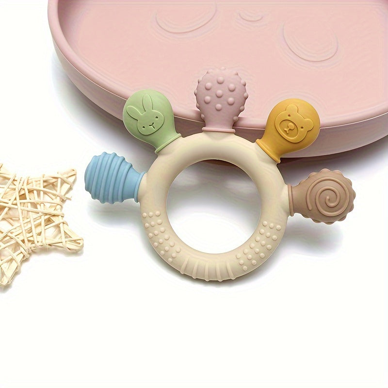 Silicone Teether for Babies - BPA Free Teething Rings Cute Toy with Soft Texture, Perfect Gift for Boys and Girls - Baby's Accessory