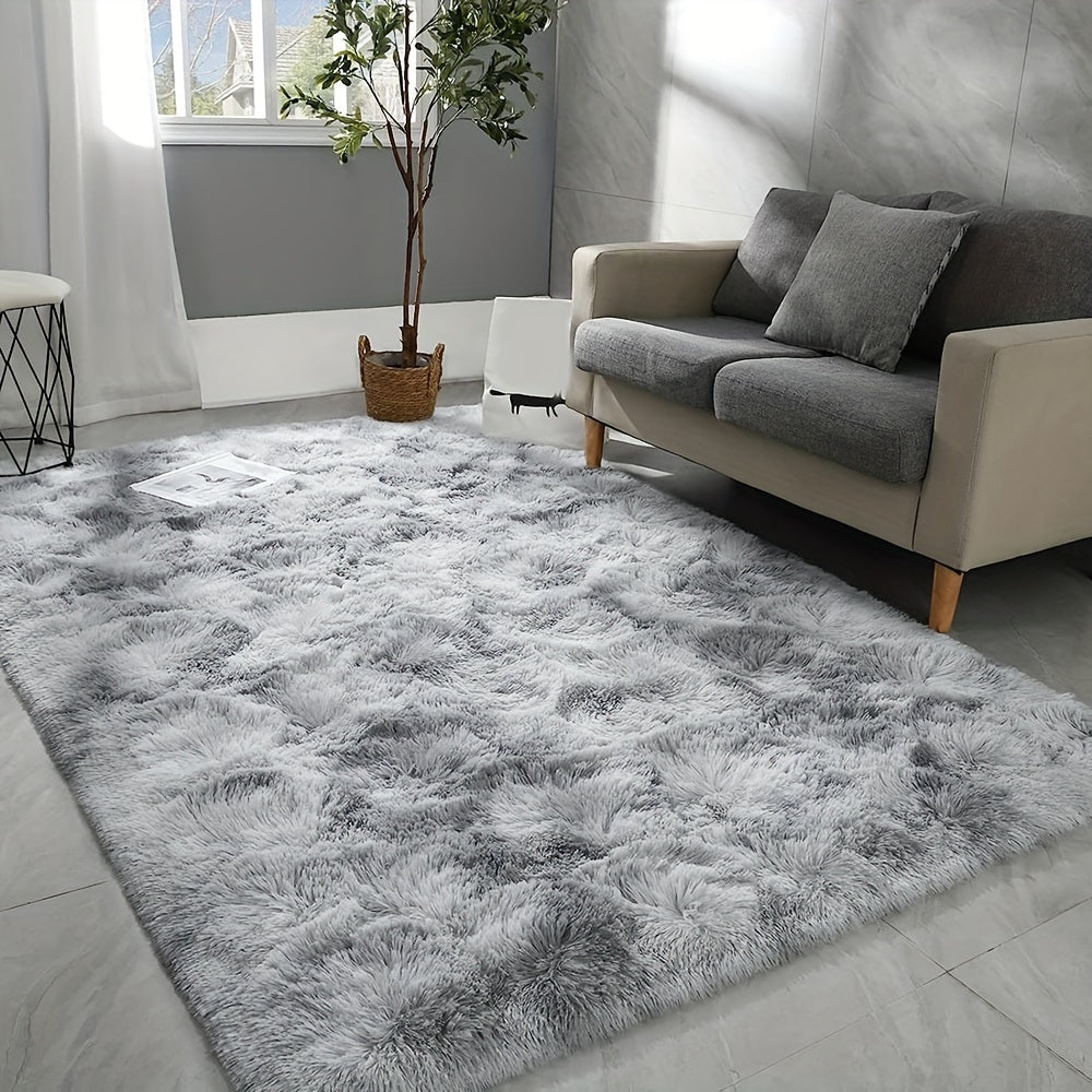 Luxurious Light Gray Plush Area Mat - Soft, Fluffy, Stain-Resistant & Non-Slip, Ideal for Enhancing Living Room, Bedroom, Balcony, or Home Office Décor