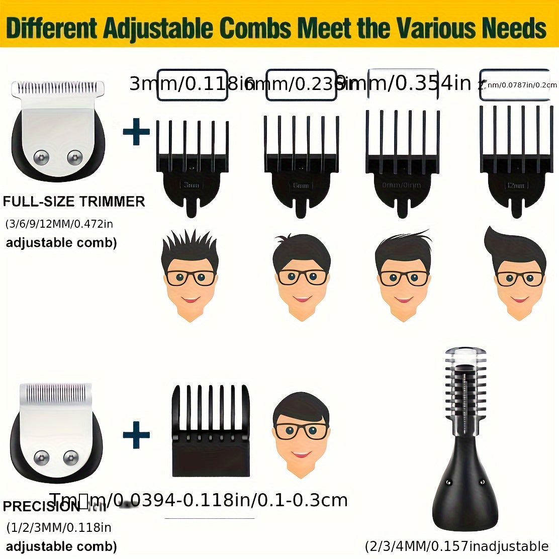 Kemei 11-in-1 Men's Grooming Kit - USB Rechargeable and Washable